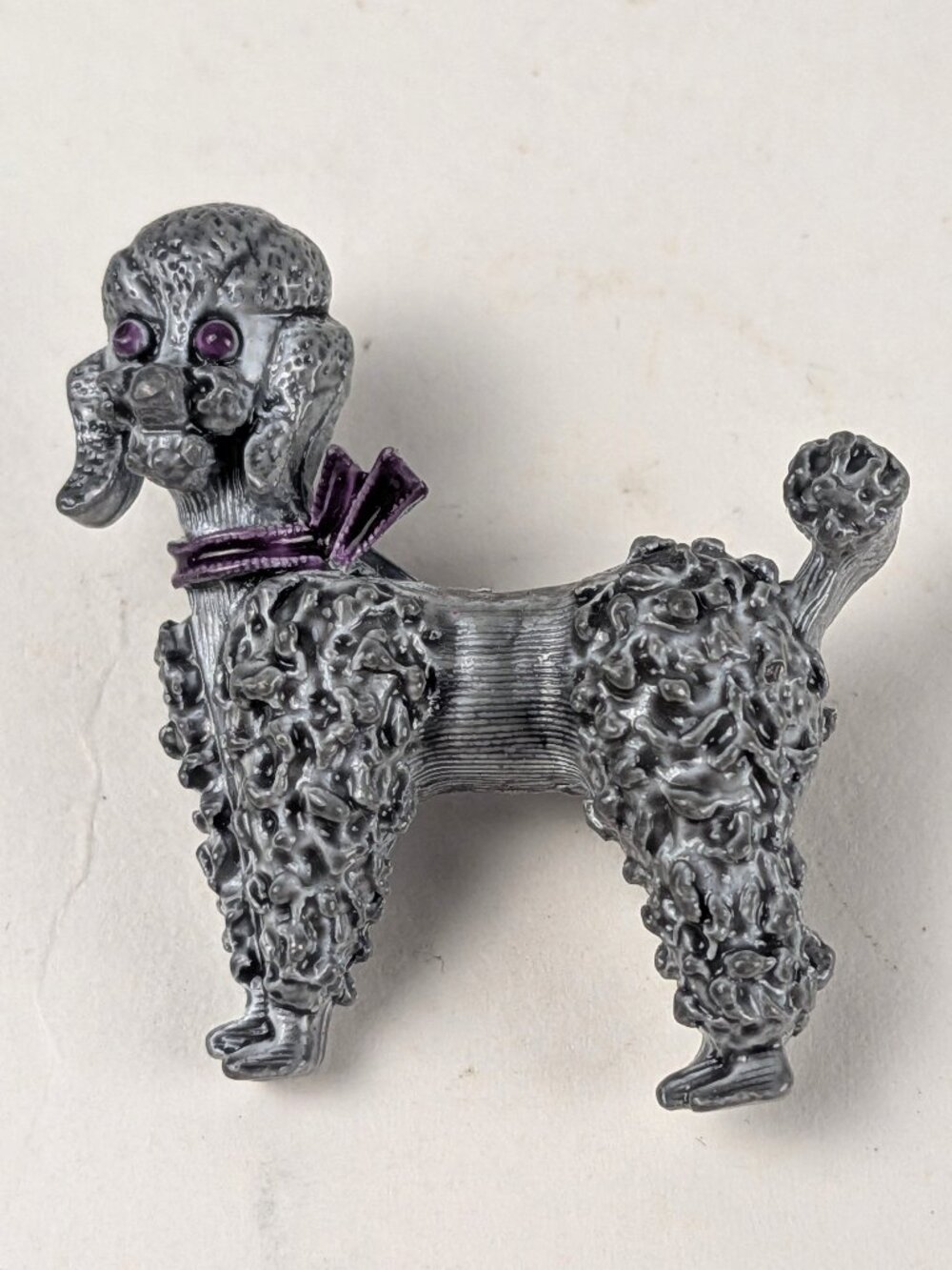 Vintage Gray Spaghetti-Style Poodle Brooch